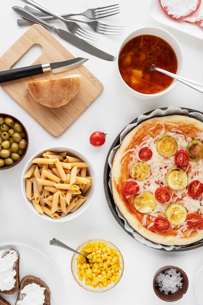 무료 사진 맛있는 음식 구색 평면도