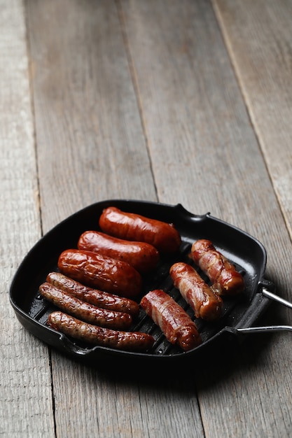 Tasty fried sausages. Traditional german food