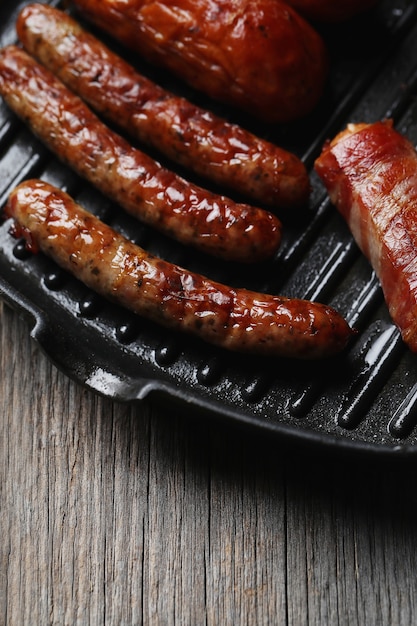 Tasty fried sausages. Traditional german food