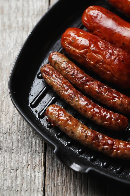 Tasty fried sausages. Traditional german food
