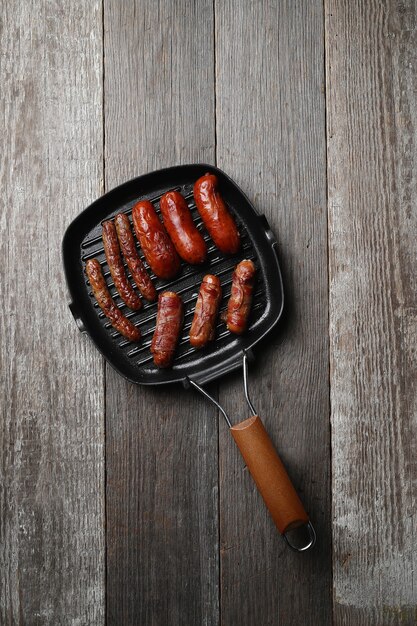 Tasty fried sausages. Traditional german food