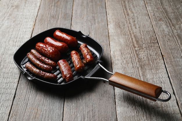 Tasty fried sausages. Traditional german food