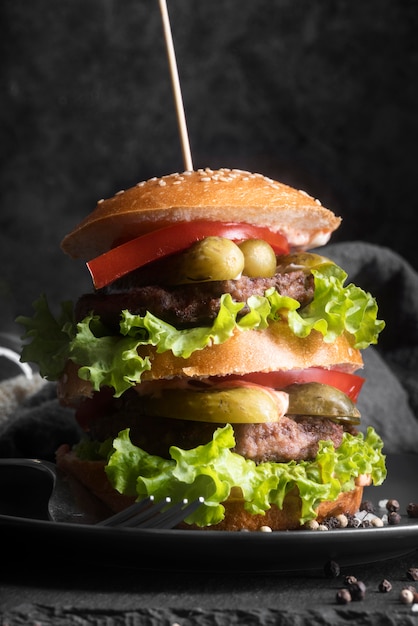 Tasty hamburger menu assortment