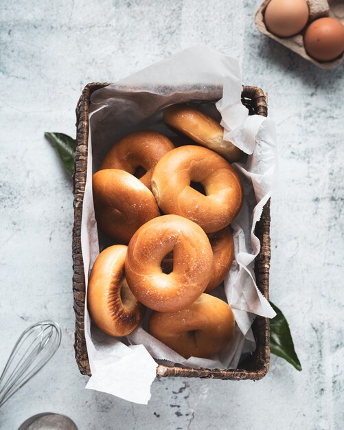 Tasty homemade donuts with sugar