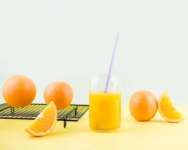 Tasty homemade orange juice on the table