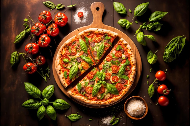 Бесплатное фото Рецепт вкусной домашней традиционной итальянской пиццы