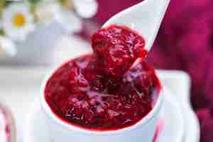 Free photo tasty looking raspberry jam