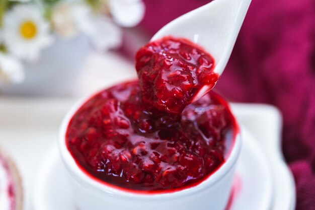 tasty looking raspberry jam