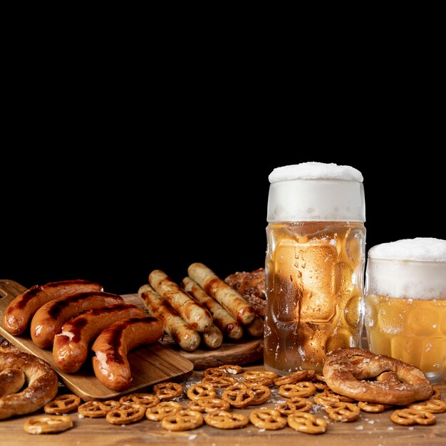 Tasty oktoberfest snacks on a table