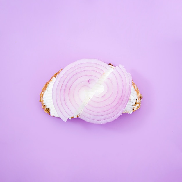 Tasty onion sandwich top view
