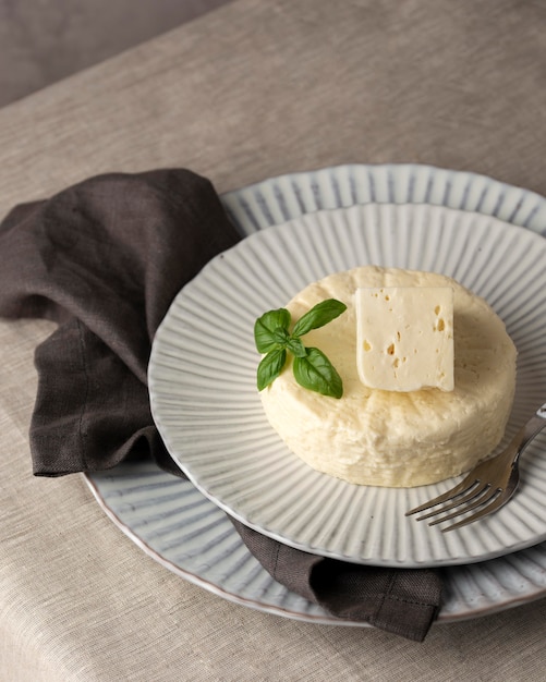 Free photo tasty paneer cheese composition