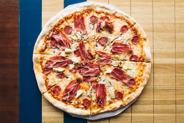 Tasty pizza with meat