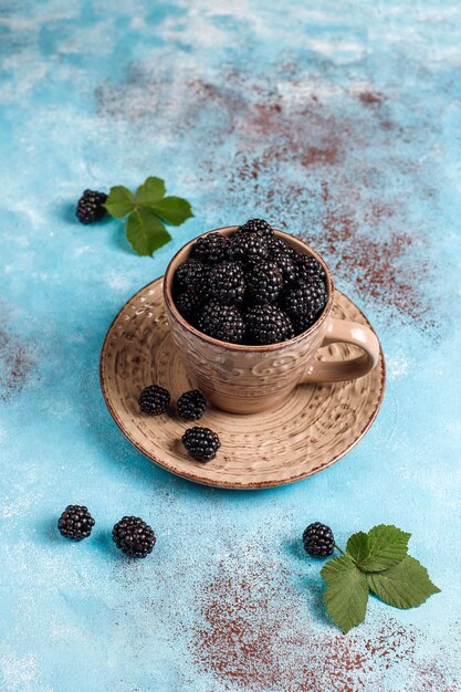 Tasty ripe sweet healthy blackberry.