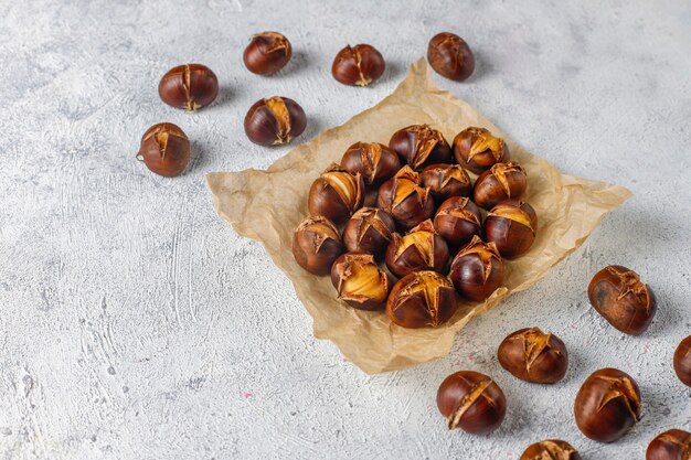 Tasty roasted organic chestnuts.