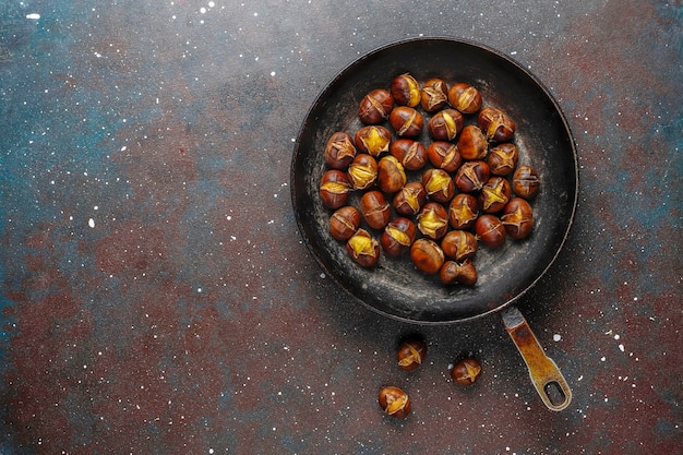 Tasty roasted organic chestnuts.