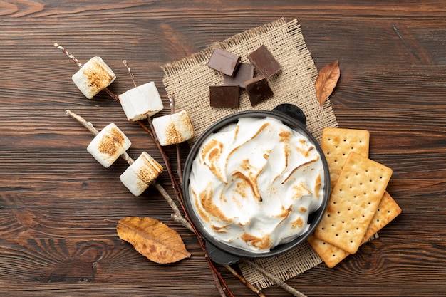 Tasty s'mores dessert composition