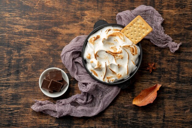 Tasty s'mores dessert composition