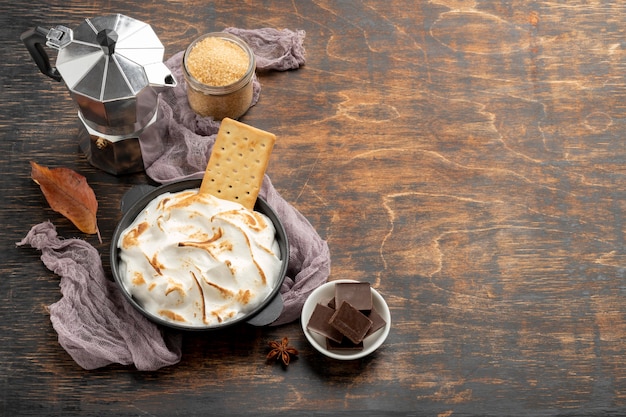 Tasty s'mores dessert composition