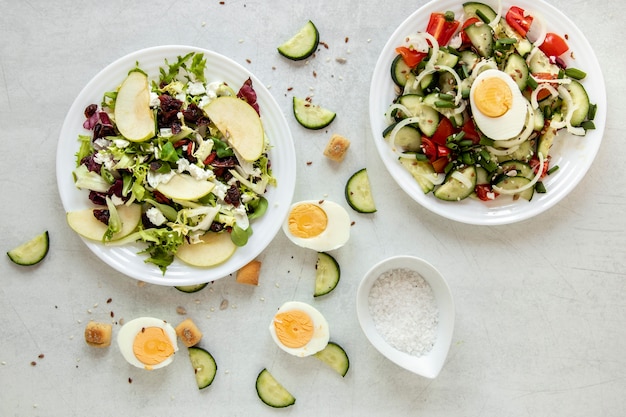 Tasty salads with eggs