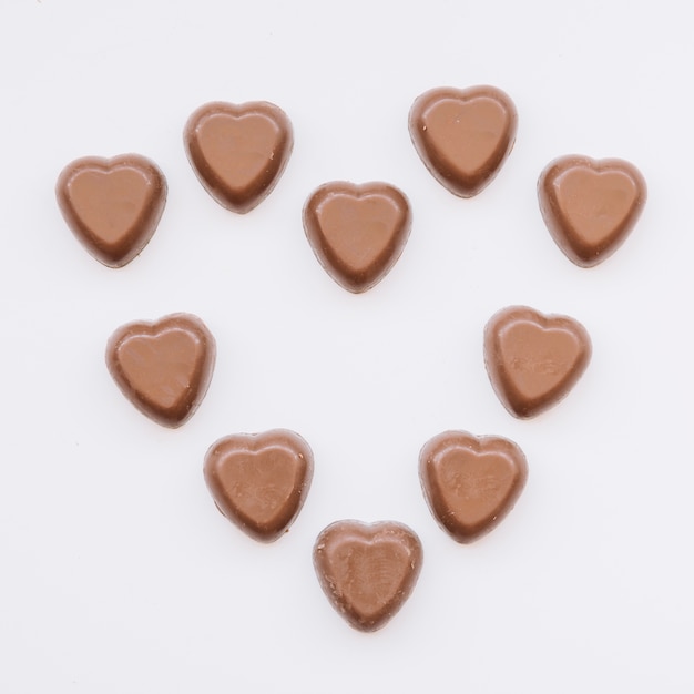 Free photo tasty sweet chocolate candies in form of heart