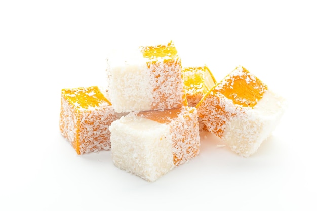 Tasty turkish delight isolated on white