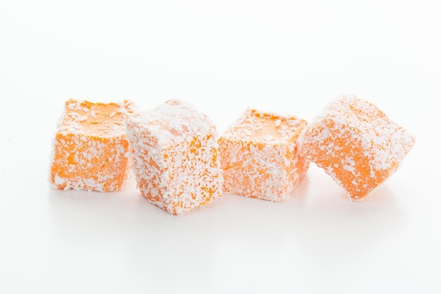 Tasty turkish delight isolated on white