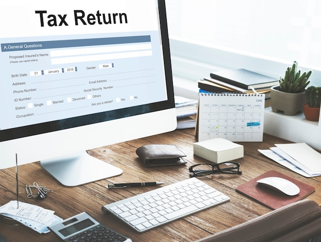 Free photo tax return financial form concept