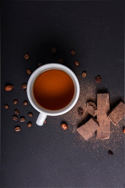 Tea and coffee beans close up