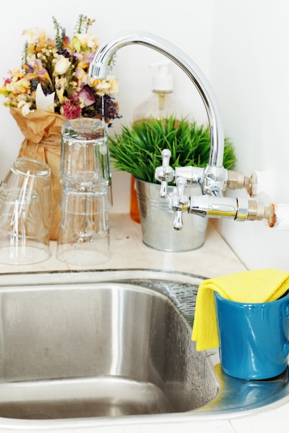 Tea cup in the sink