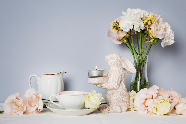 Tea next to lovely decorations