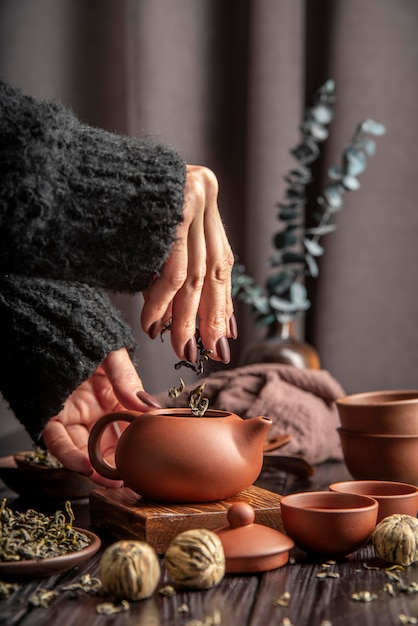 Tea pot with herbs