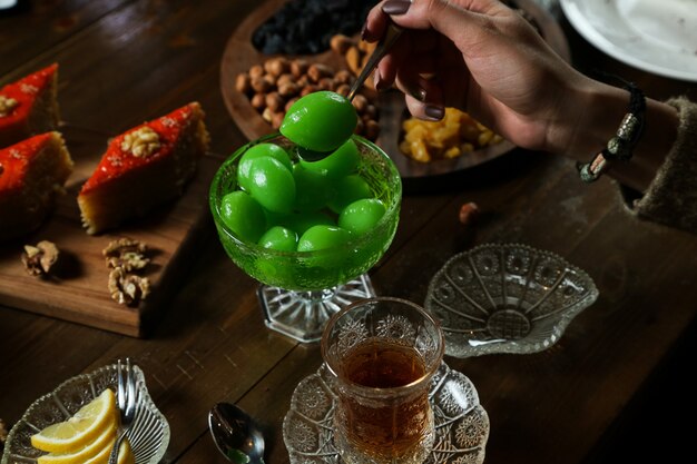 Tea set with feijoa jam