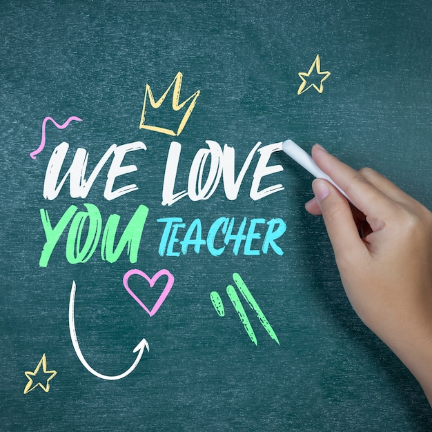 Free photo teacher appreciation concept with hand writing on board