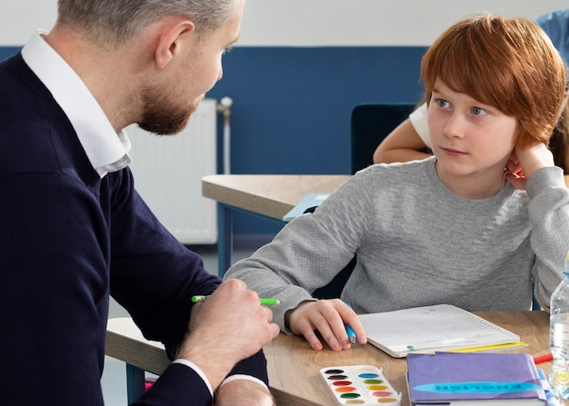 Teacher holding english class