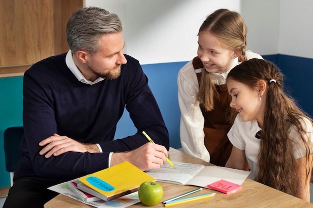 Teacher holding english class