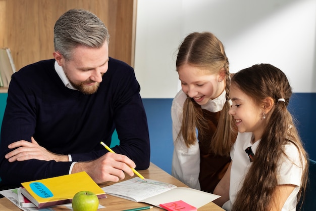 Teacher holding english class