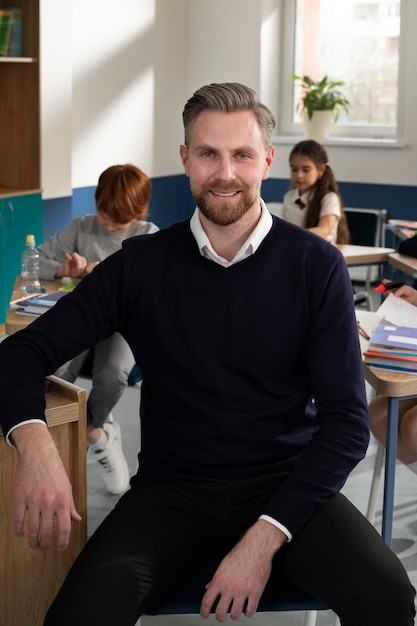 Teacher holding english class