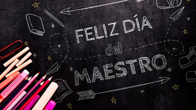 Free photo teacher's day congratulations in spanish collage concept