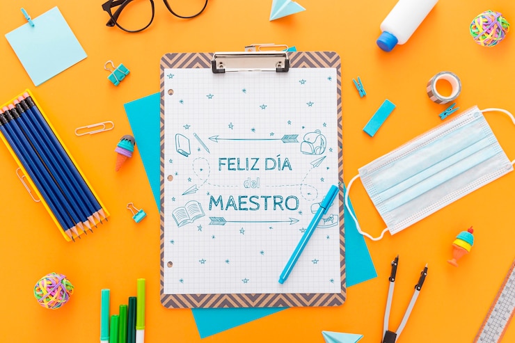 Free Photo teacher's day congratulations in spanish collage concept