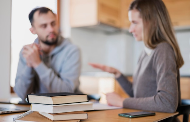 Teacher and student at home in a tutoring session