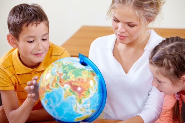 Teacher teaching geography