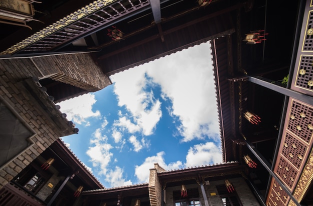 Free photo teahouse outdoor the sky brick wooden