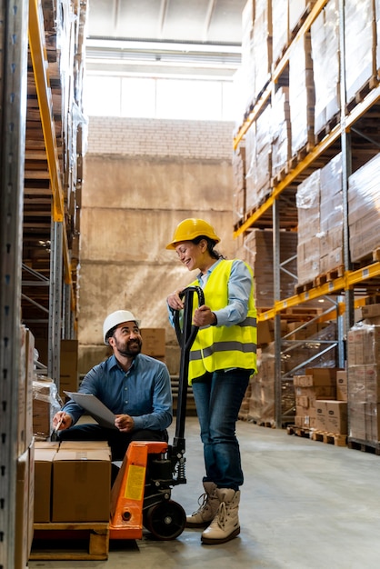 Team work employees in warehouse