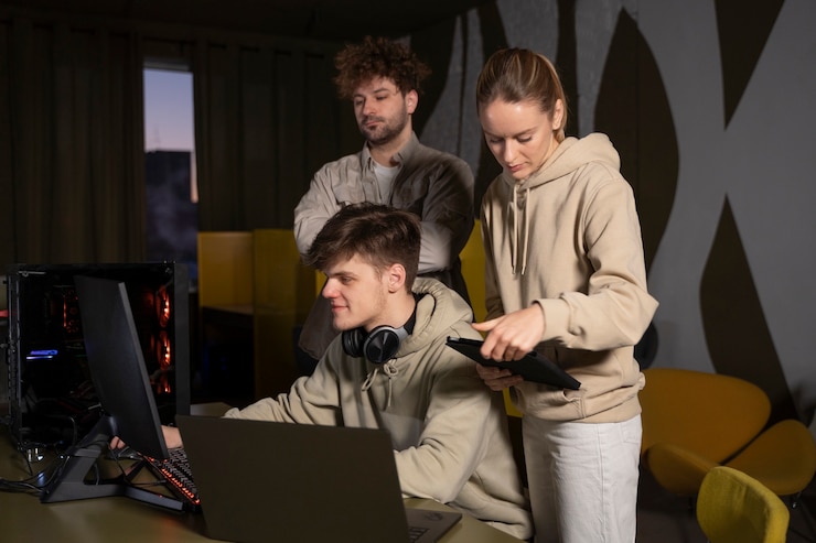 Free Photo team working on animation project