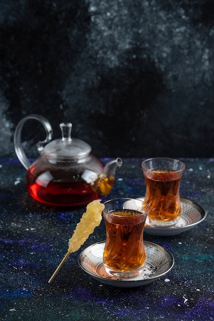 Teapot and two glass tea