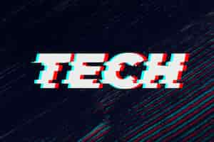 Free photo tech glitch typography on black background