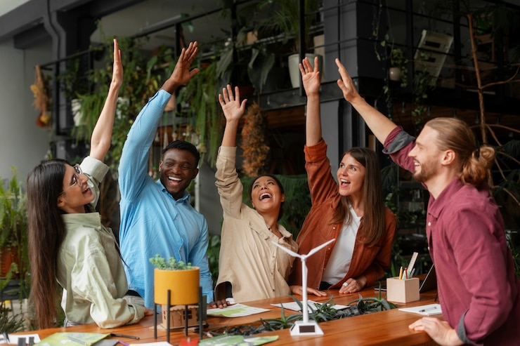 Free Photo tech people trying to achieve ambitious sustainability goals