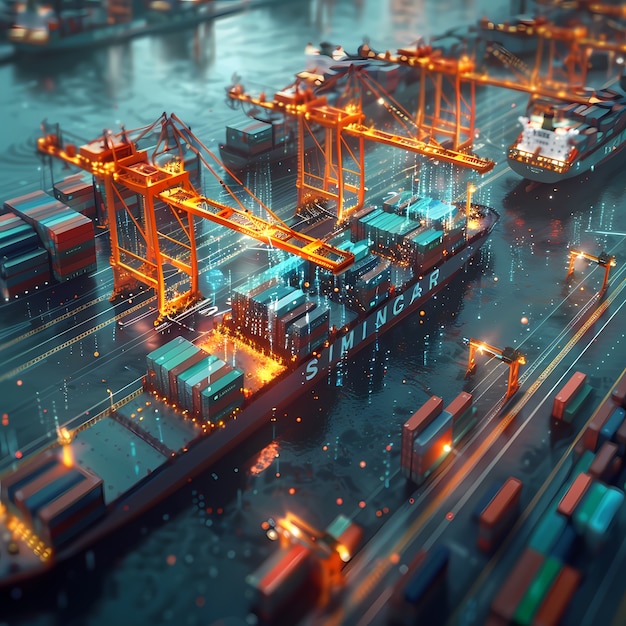 Free photo technological and futuristic holograms for logistics means of transport