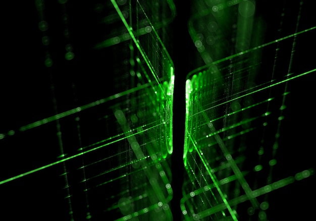 Technology green lines background