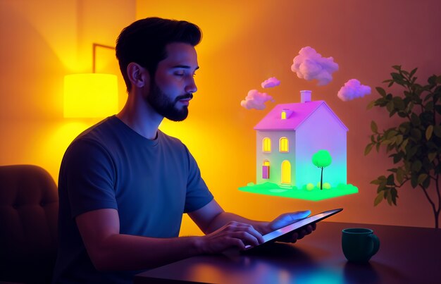 technology and hologram illustrated